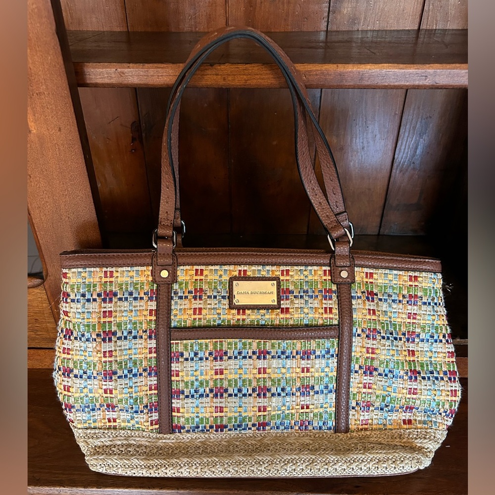 Dana Buchman woven/leather shoulder bag